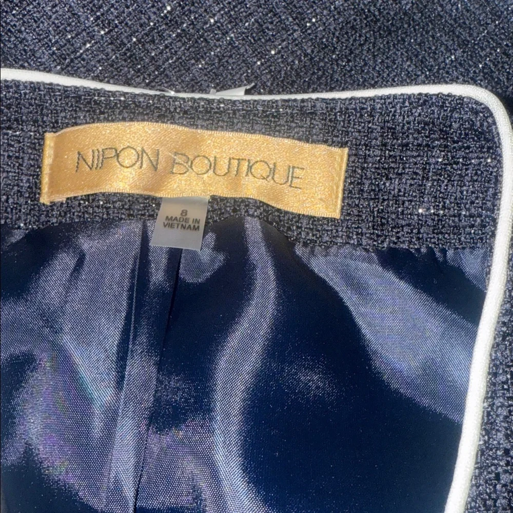 NWT NIPON BOUTIQUE Navy/Ivory 2pc Jacket And Skirt Suit